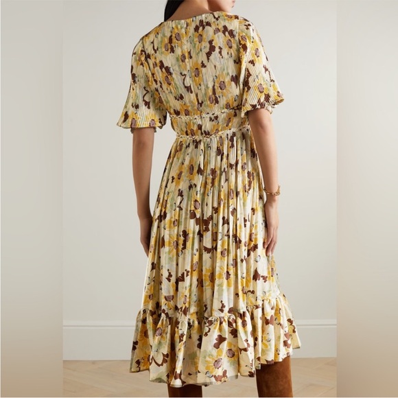 NEW Polo Ralph Lauren Plisse Crinkle Silk Braided Floral Ltiti Puff Sleeve Dress - Picture 5 of 14